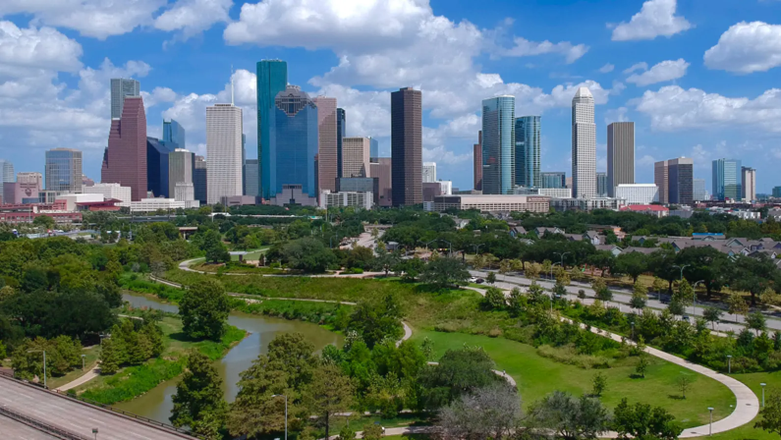 In Houston on a bright day in front of the air